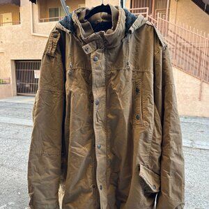 PX 3XLT Insulated Faux-Fur Lined Utility/Parka Jacket - Khaki/Brown